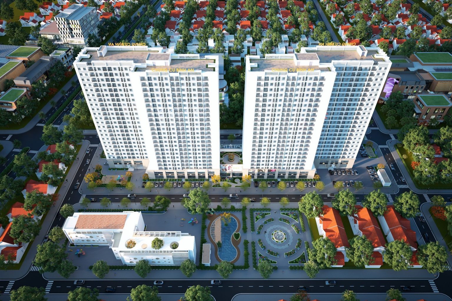Phối cảnh 2 toà căn hộ dự án Bình An Plaza Thanh Hoá